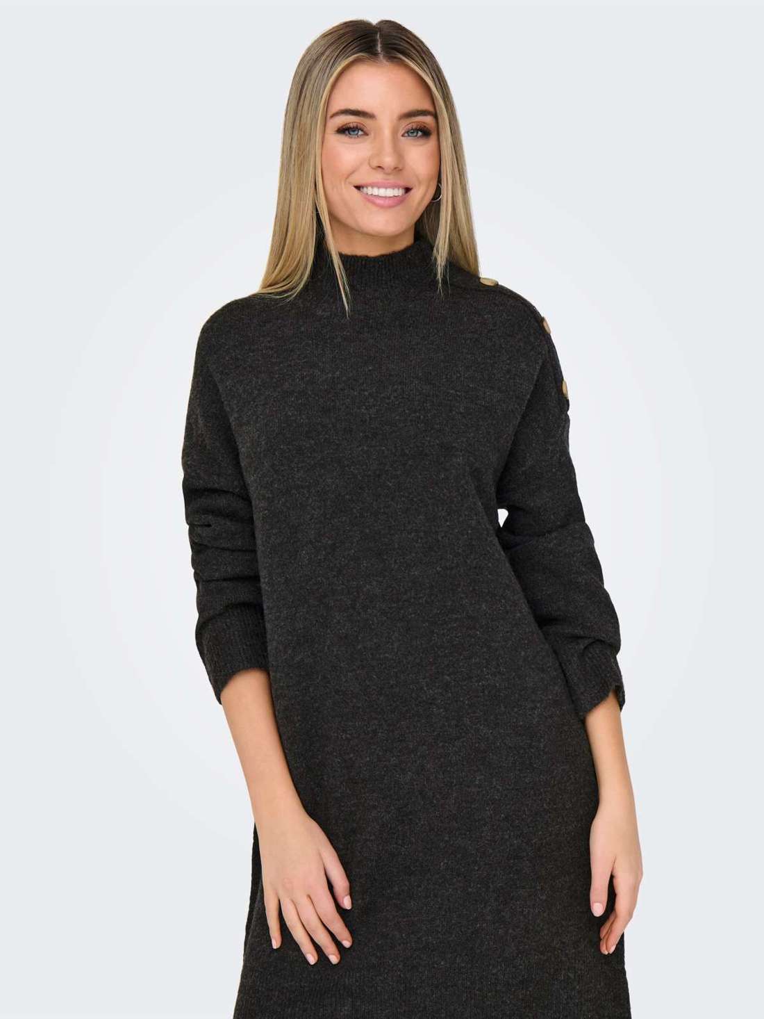 Трикотажное платье ONLALEXA LS HIGH BUTTON DRESS EX KNT