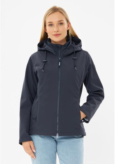 Куртка Softshell, двусторонняя молния, водоотталкивающая, ветронепроницаемая, капюшон.
