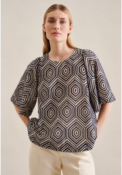 Блузка-рубашка, полоски вокруг шеи с короткими рукавами