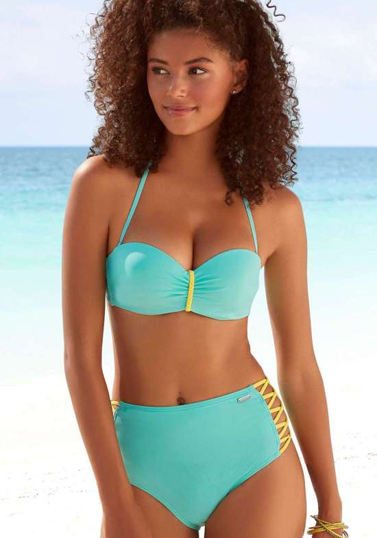 Плавки бикини с завышенной талией и перекрещенными боковыми бретелями. Anna