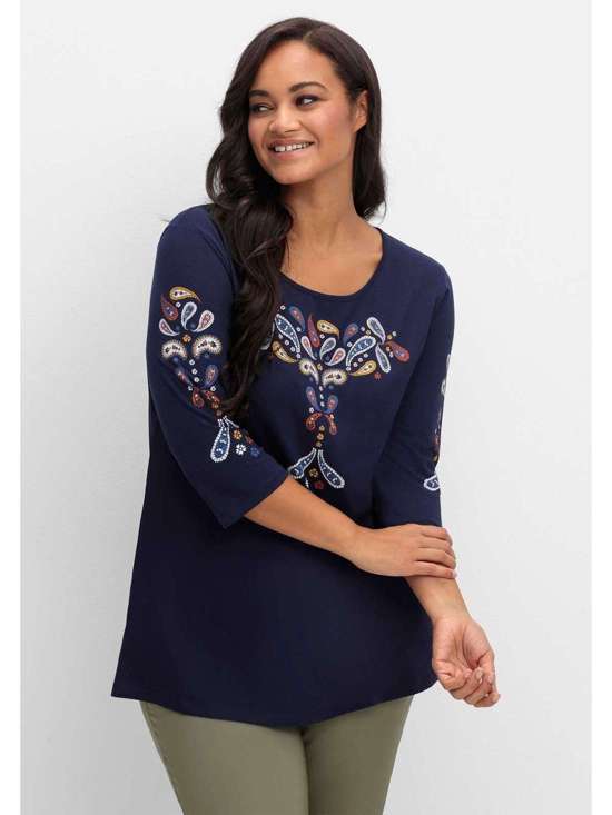 Рубашка с рукавом 3/4 и принтом пейсли Große Größen