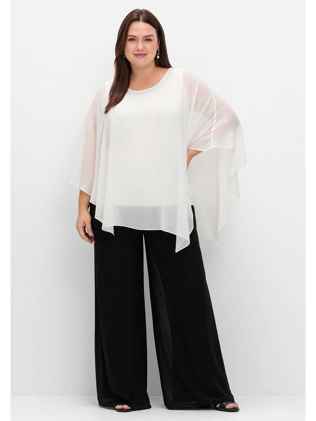 Многослойные брюки без застежки из шифона Große Größen