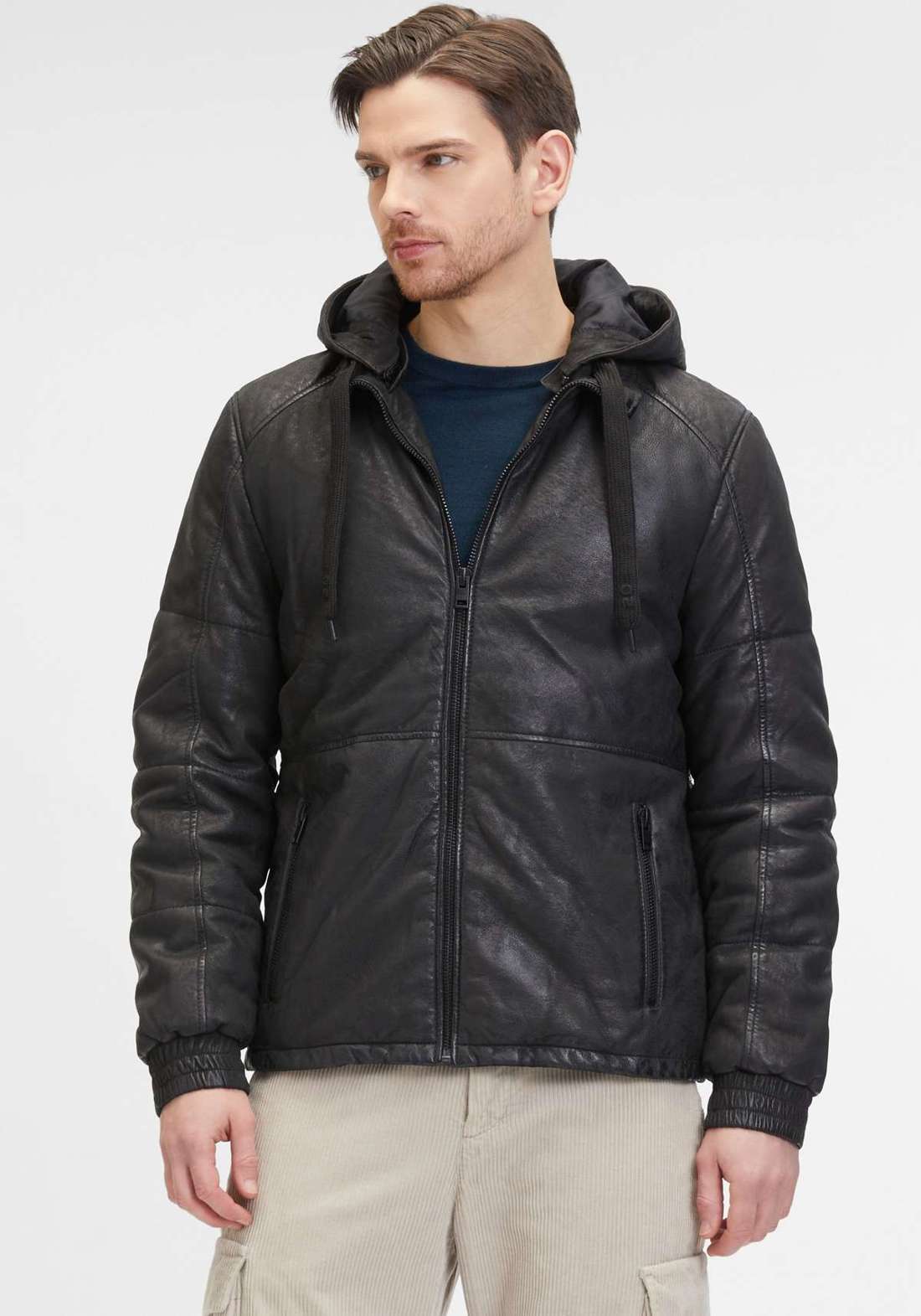 Кожаная куртка с капюшоном G2MAbito OS