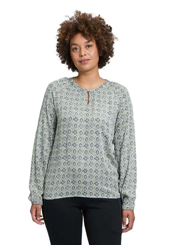 Блузка без шнуровки Casual-Bluse mit Rippbündchen