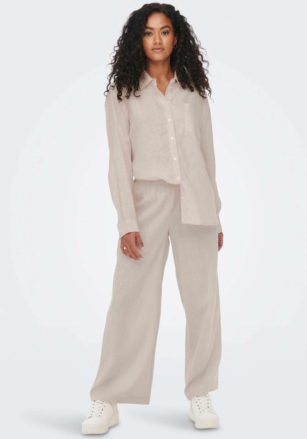 Брюки без застежки с льном ONLTOKYO HW LINEN BLEND ST PANT