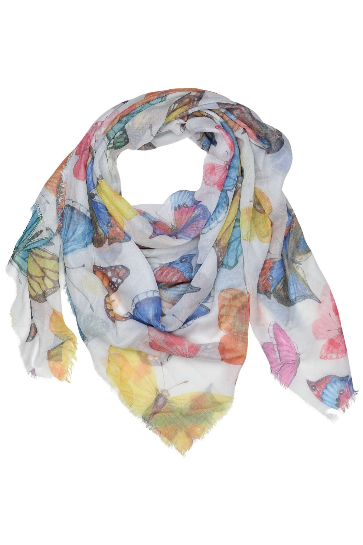 Модный шарф (1 шт.) формата XXL с разноцветными бабочками.