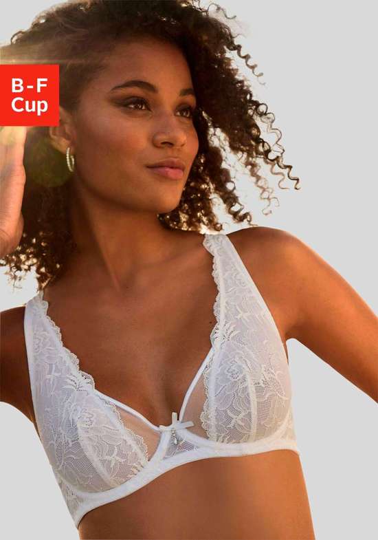 Бюстгальтер на косточках с тонким кружевом и элементами из стразов