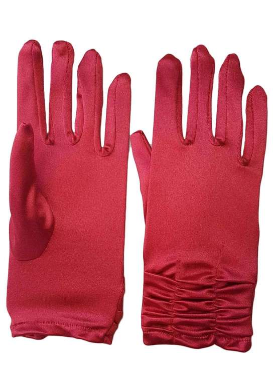 Вечерние перчатки атласного вида Satin Damen Handschuhe kurz mit Raffung dehnbar
