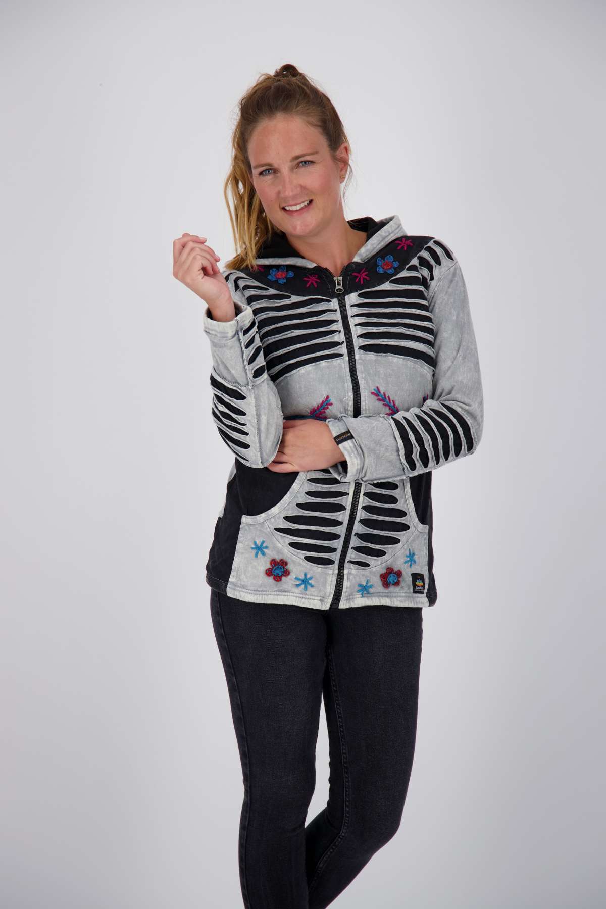 Флисовая куртка Patchwork NUNAVUT LIGHT GRAY & NEW FLOWER POWER