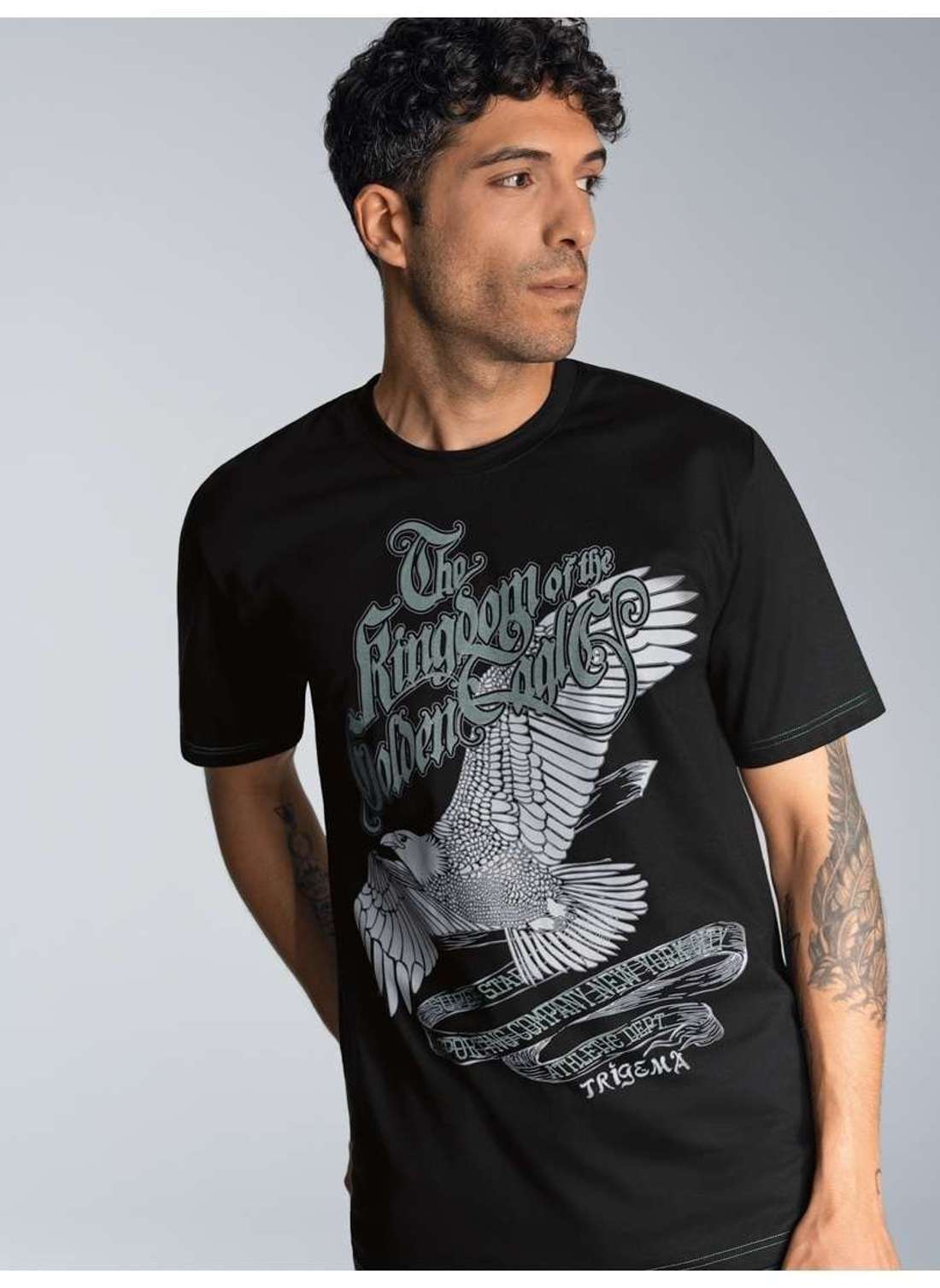 футболка TRIGEMA T-Shirt mit großem Adler-Printmotiv