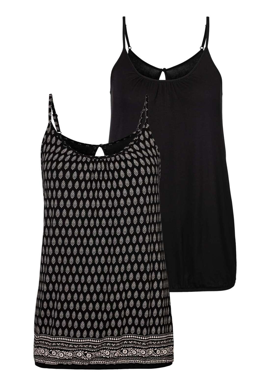 Верх спагетти mit Raffung am Ausschnitt