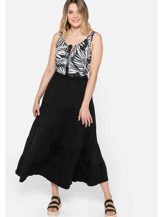 Юбка с воланами длины макси и многоярусными воланами Große Größen