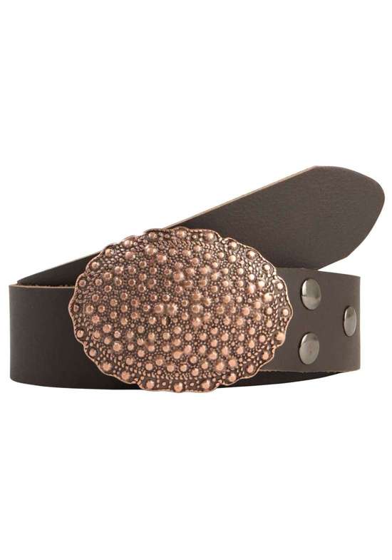 Кожаный ремень со сменной застежкой. Oval Nieten Kupfer