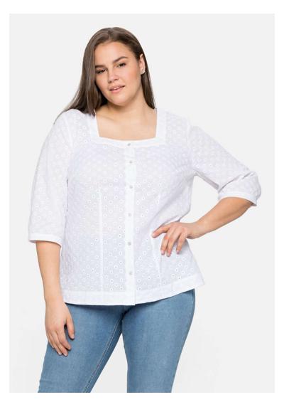 Блузка-рубашка с тканой цветочной вышивкой