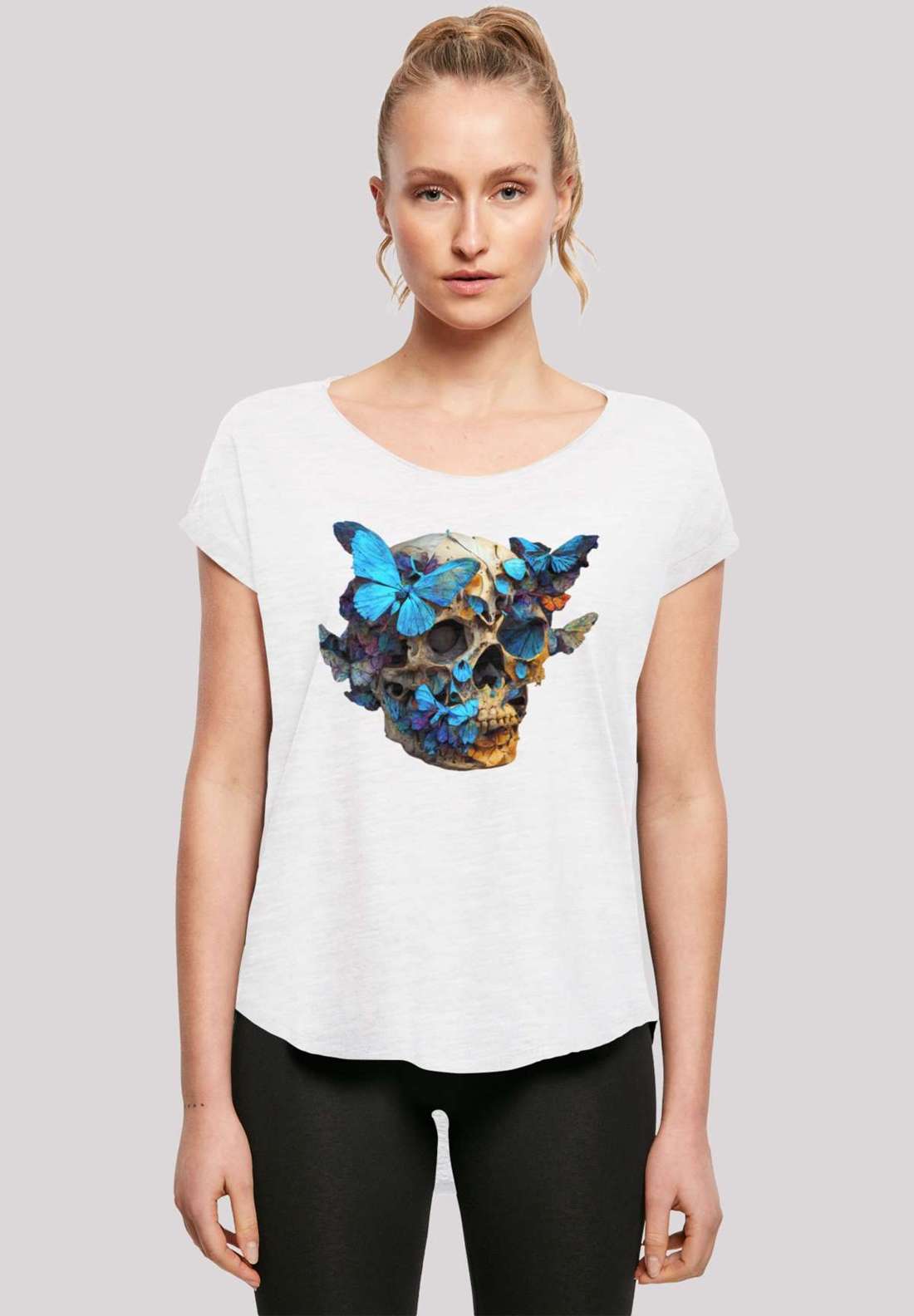 футболка Schmetterling Skull LONG TEE