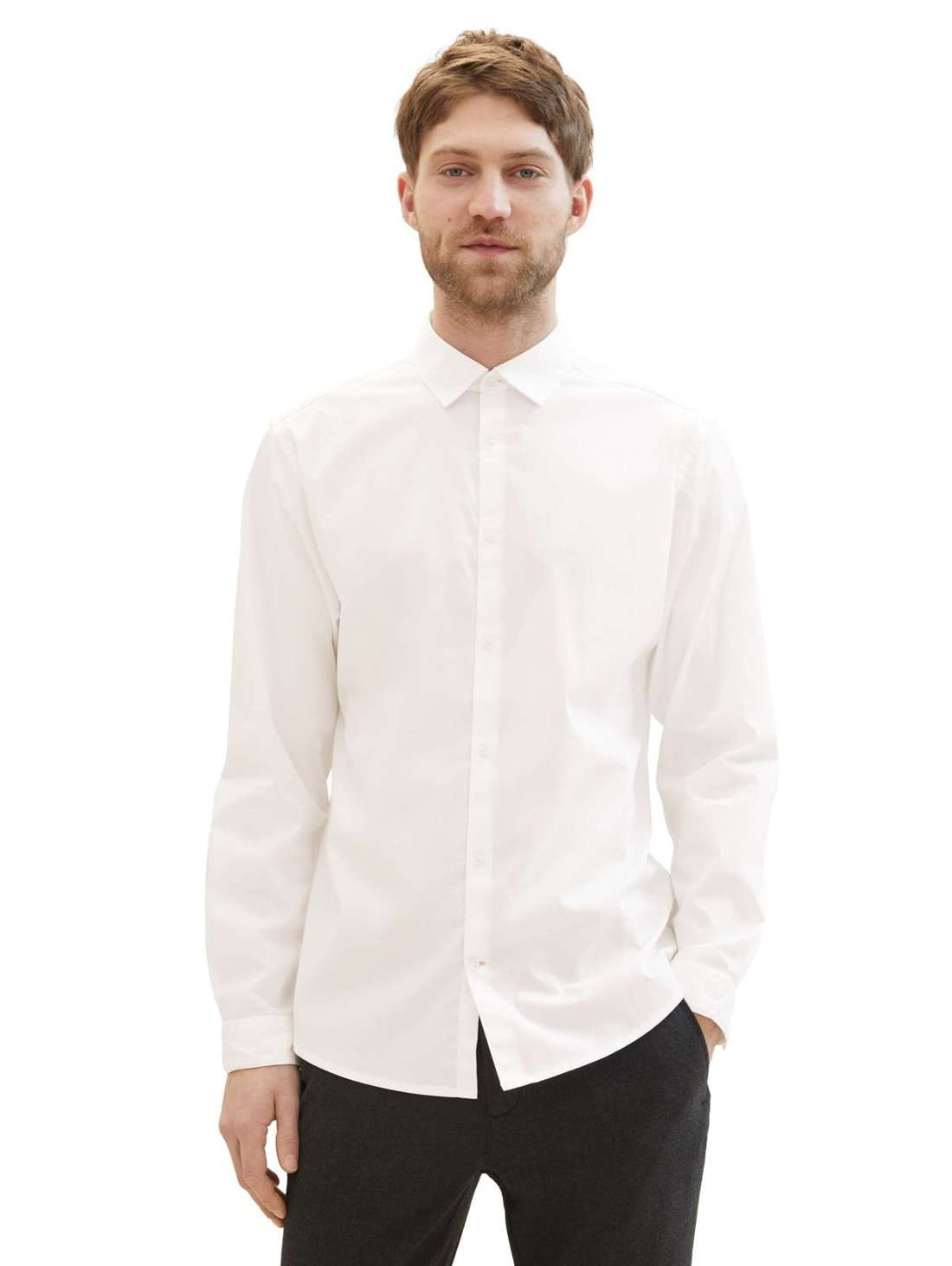 Рубашка с длинными рукавами и манжетами Poplin