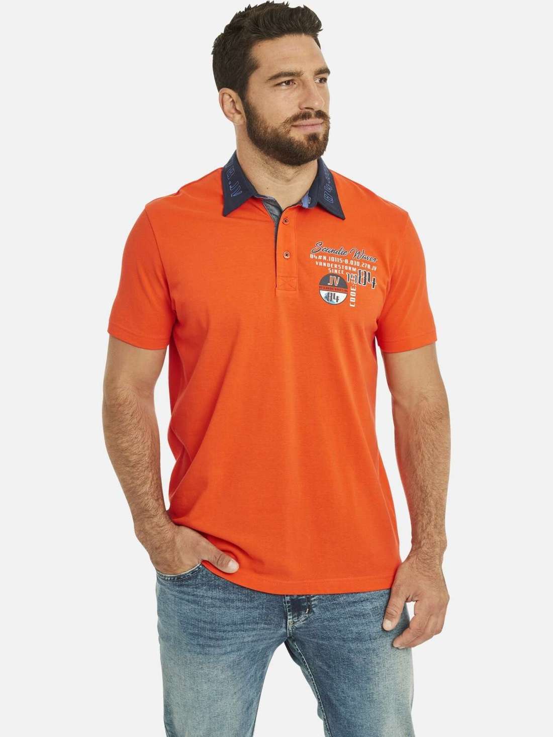 Рубашка-поло с морским принтом на груди Poloshirt KODEWIN