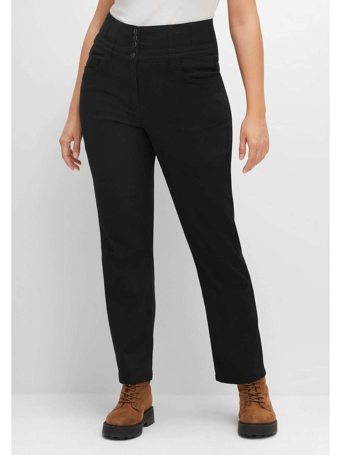 Брюки стрейч с моделирующим поясом с завышенной талией. Große Größen