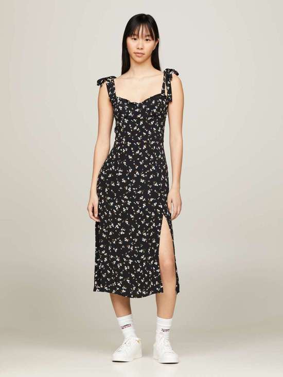 Платье-блузка с флагом Tommy Jeans TJW MIDI FLORAL RUFFLE DRESS