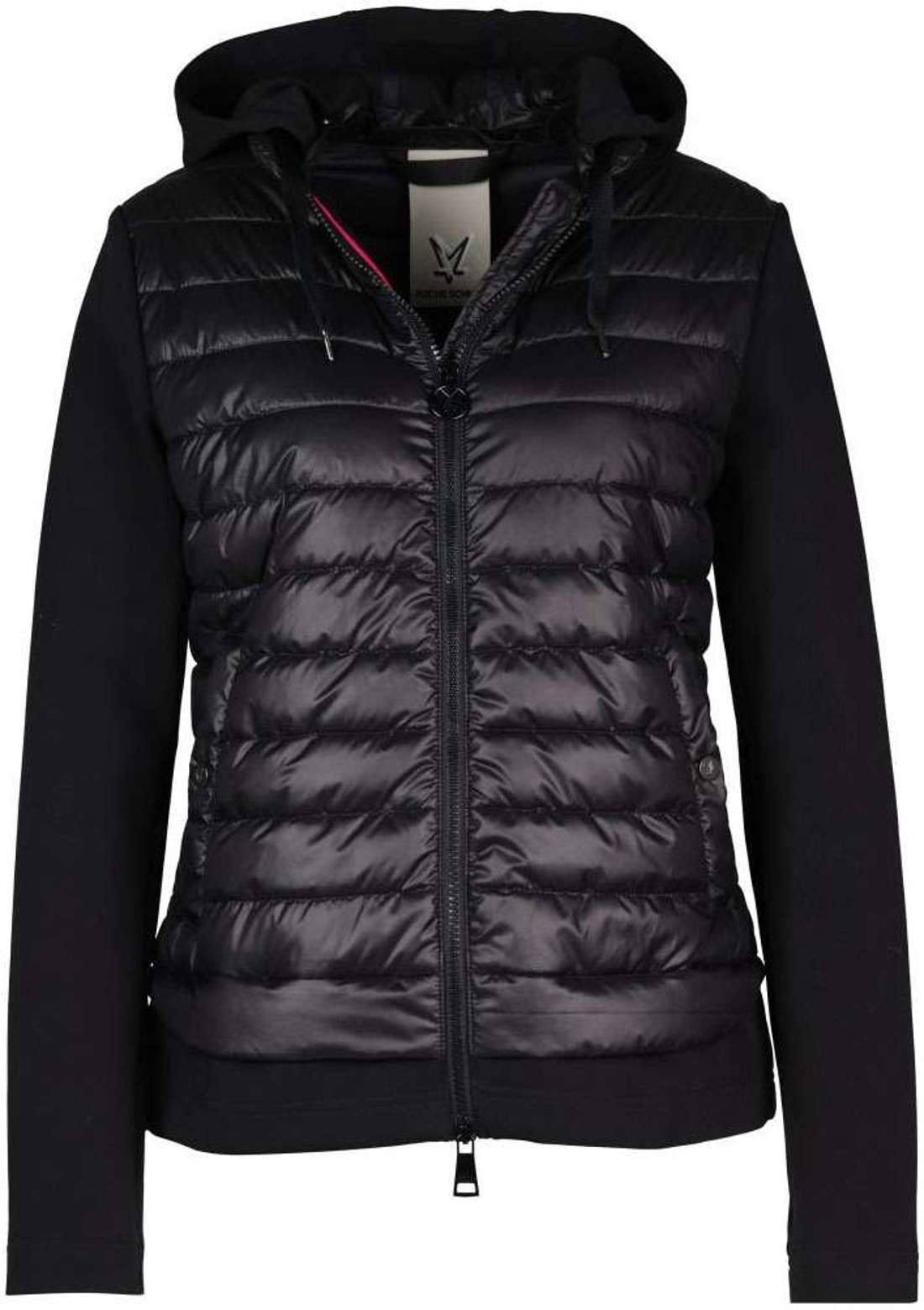 Стеганая куртка с капюшоном из микса материалов