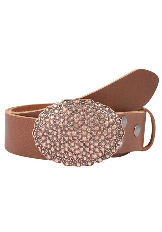 Кожаный ремень со сменной застежкой. Oval Nieten Kupfer