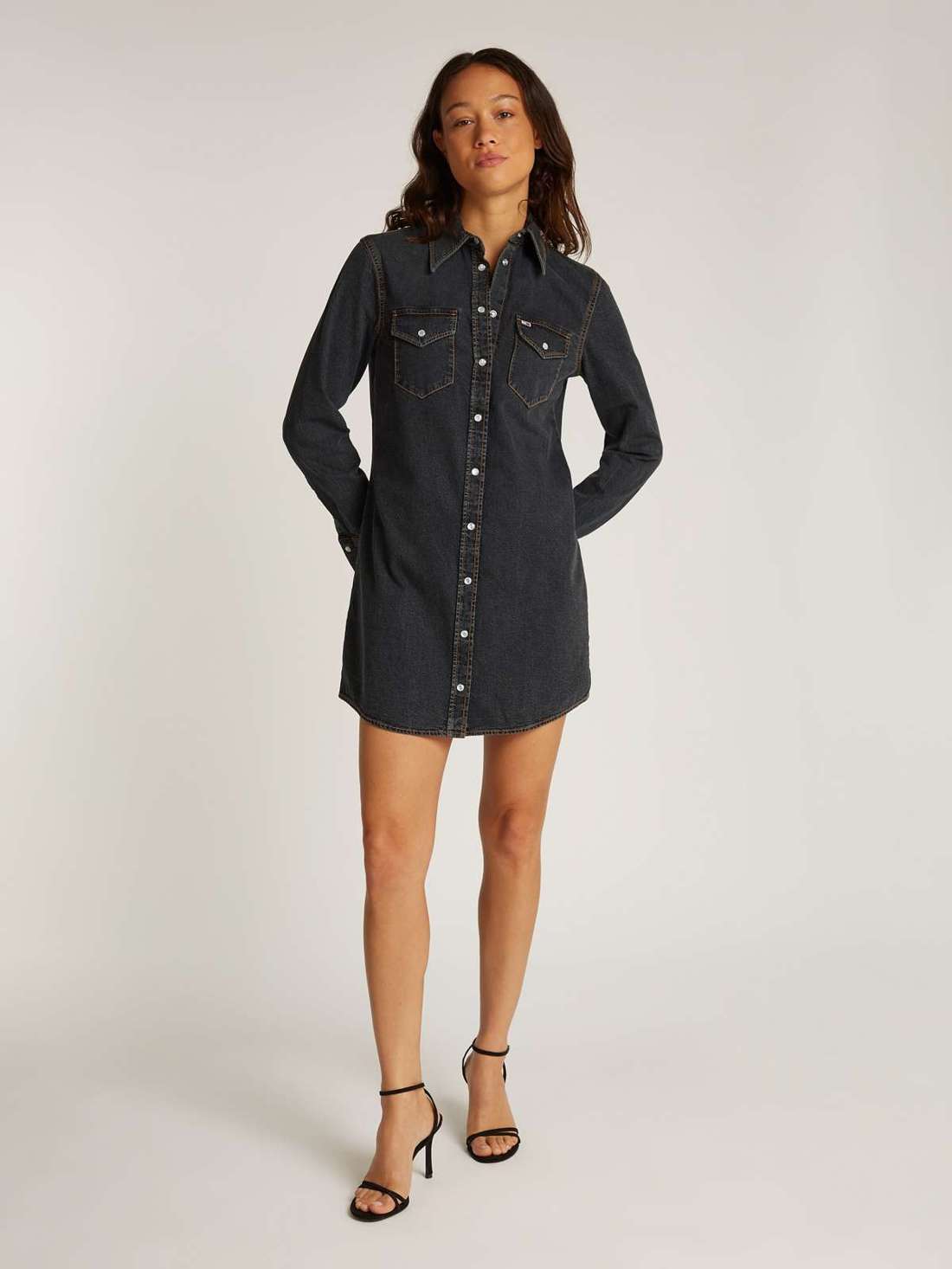 Джинсовое платье из прополосканного, стираного денима RGLR WESTERN DRESS WASHED BLACK