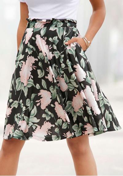 Летняя юбка с поясом из бумажного пакета с цветочным принтом, юбка миди, средней длины.