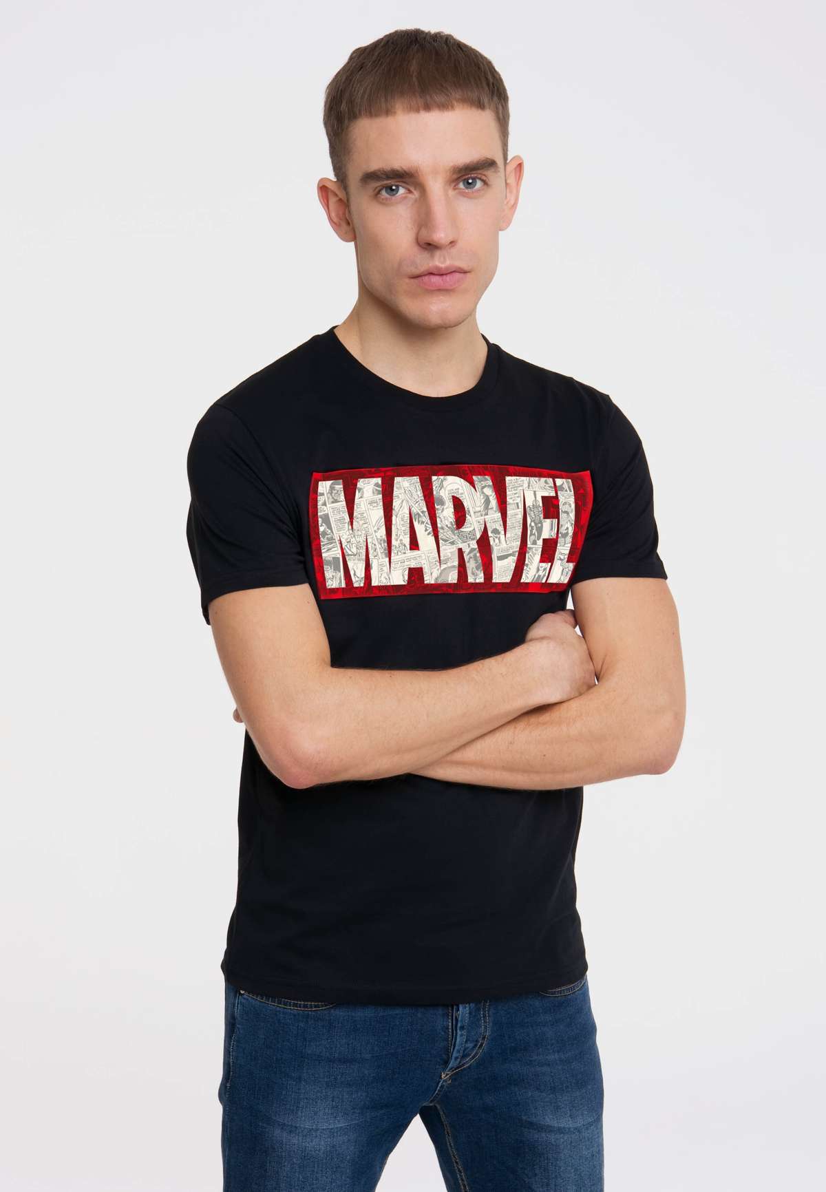 Футболка с классным принтом Marvel Comic Block Logo