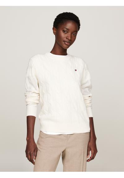 Вязаный свитер косным узором SOFT WOOL CABLE C-NK