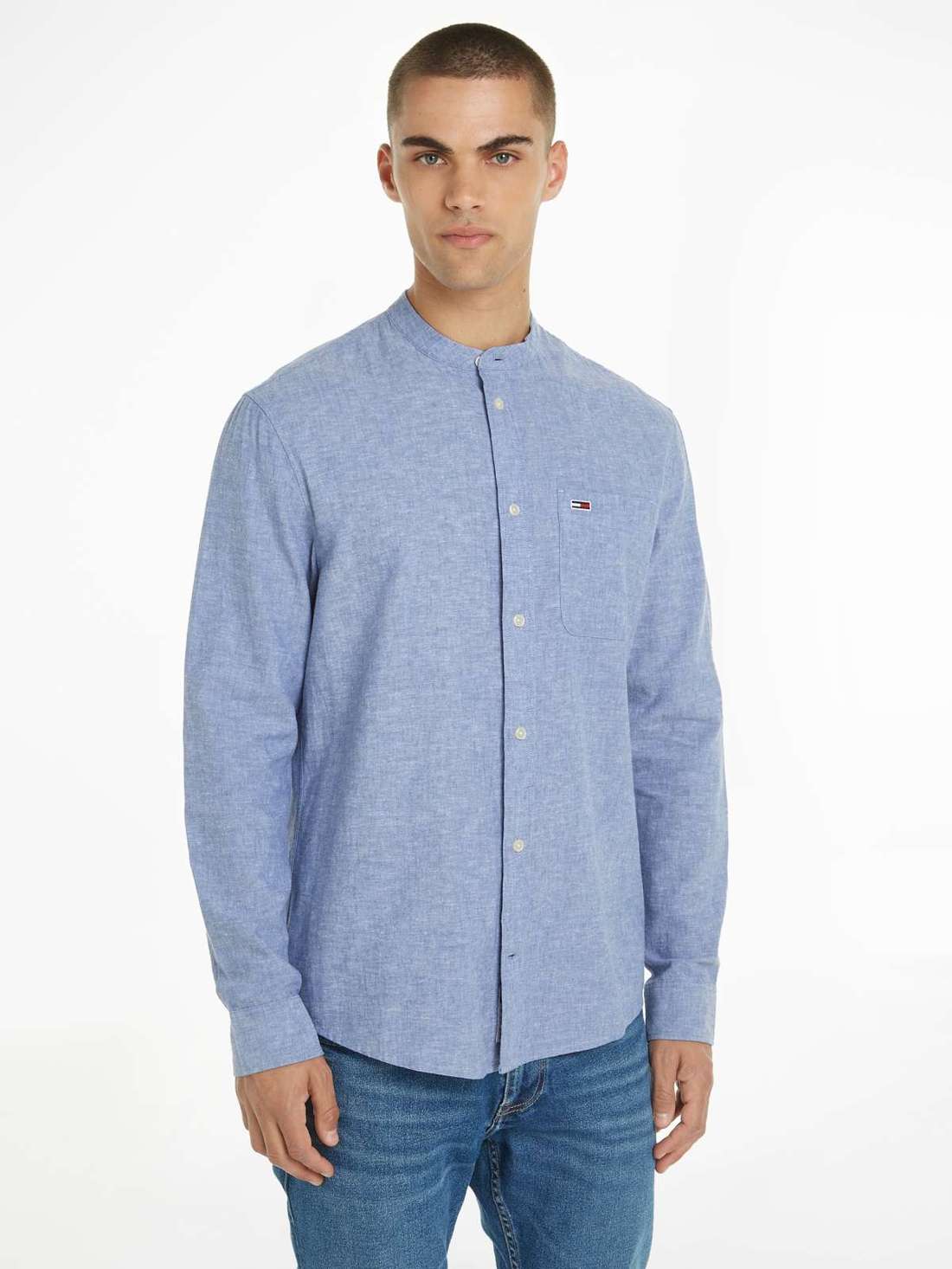 Рубашка с длинными рукавами в пестрый вид TJM REG MAO LINEN BLEND SHIRT