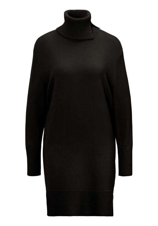 Трикотажное платье с водолазкой в рубчик C_Feringata