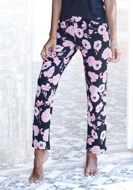 Брюки для сна со вставками в полоску по бокам