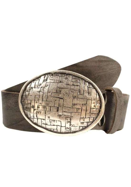 Кожаный ремень со сменной застежкой. Oval Gewebt Silber