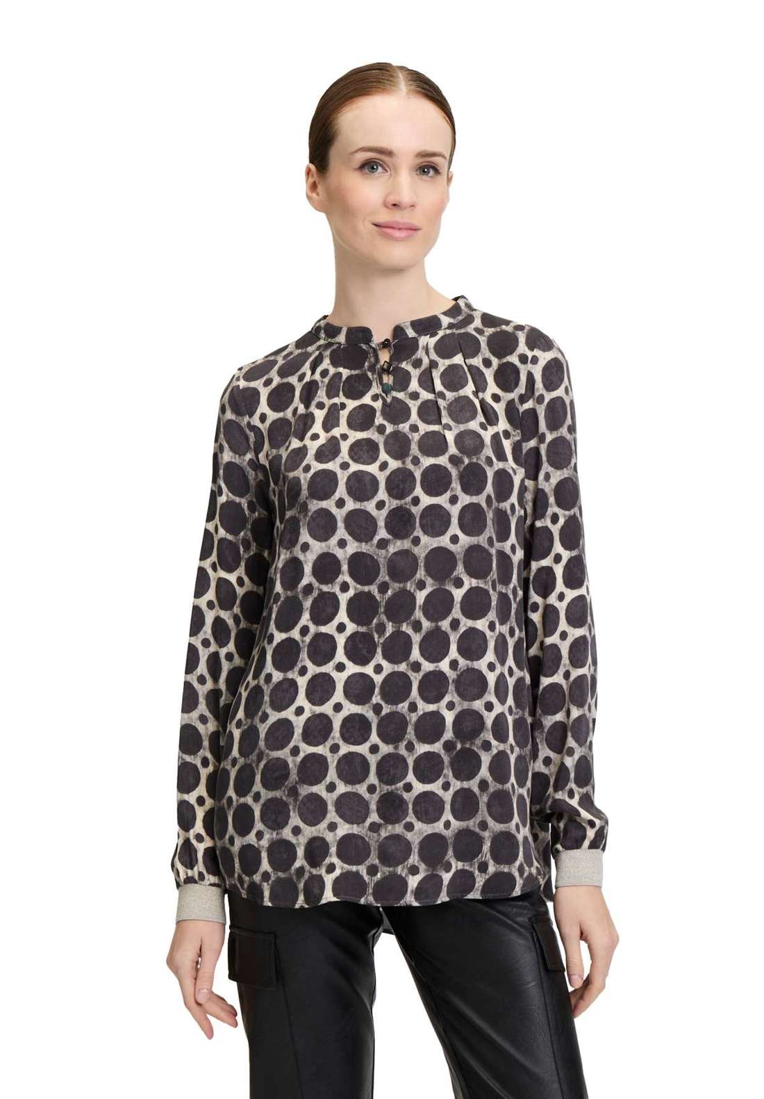 Блузка без шнуровки Casual-Bluse mit Rippbündchen