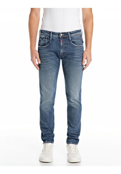 Джинсы узкого кроя с потертым эффектом ANBASS