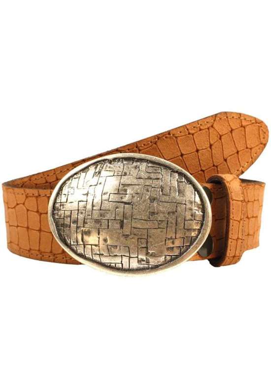 Кожаный ремень со сменной застежкой. Oval Gewebt Silber