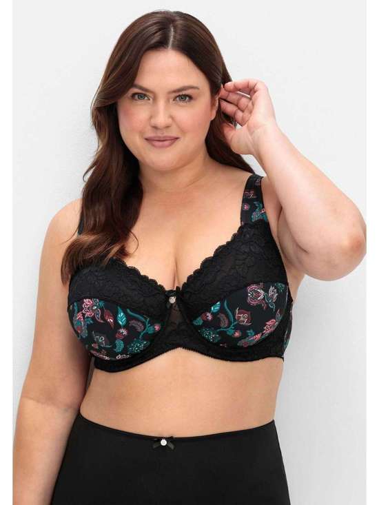 Бюстгальтер на косточках с принтом пейсли и кружевом Große Größen