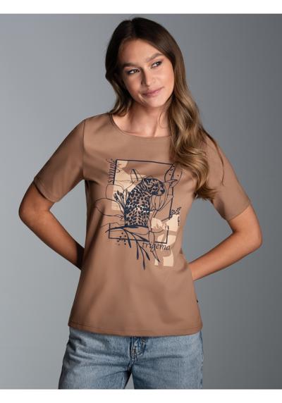 футболка TRIGEMA T-Shirt mit floralem Leo-Print