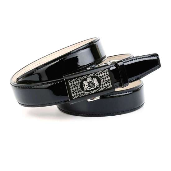 Кожаный ремень с двухцветной застежкой из серебристого стекла