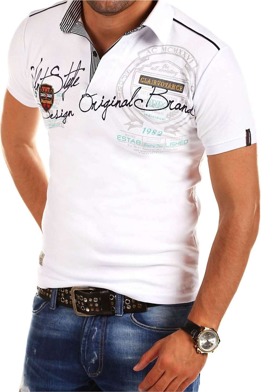 Рубашка-поло со спортивными принтами AMBITION