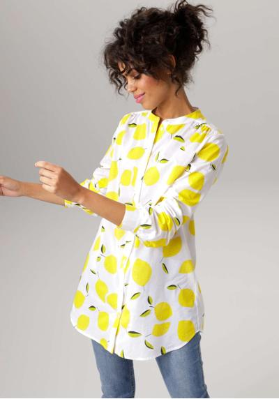Длинная блузка с модным принтом лимонов