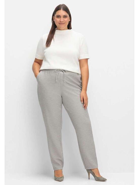 Структурированные брюки без застежек с галлоновыми полосками. Große Größen