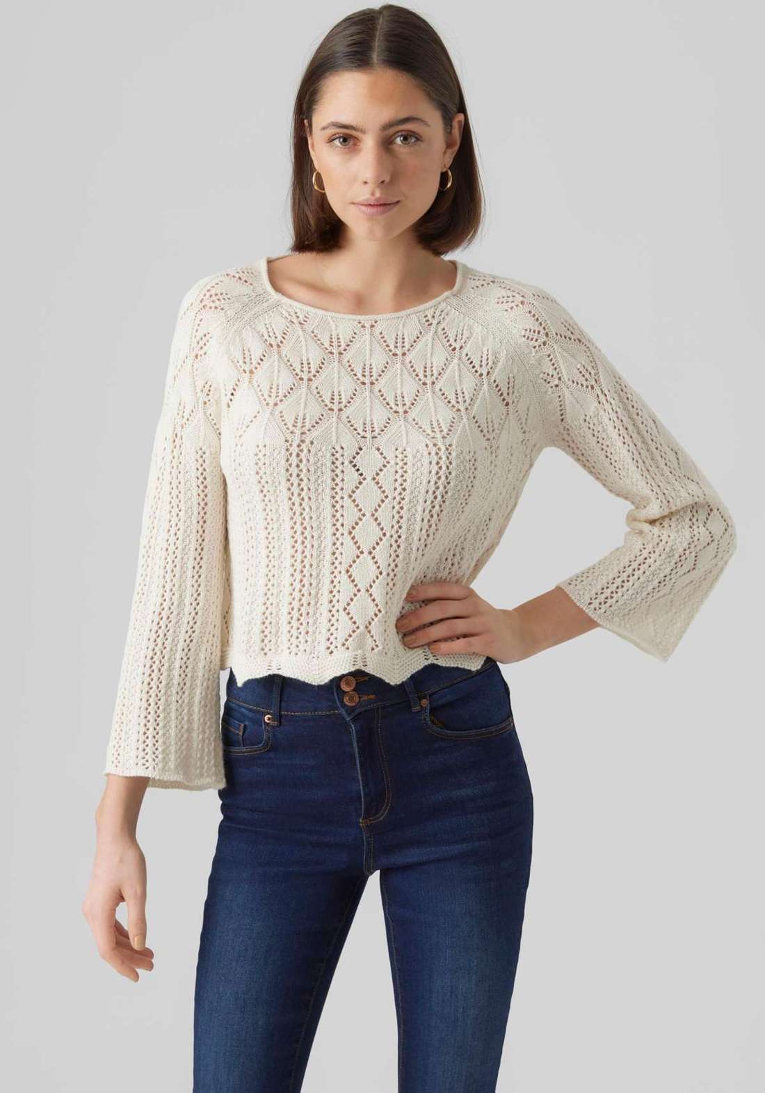 Вязаный свитер VMGINGER 3/4 BOATNECK PULLOVER GA NOOS