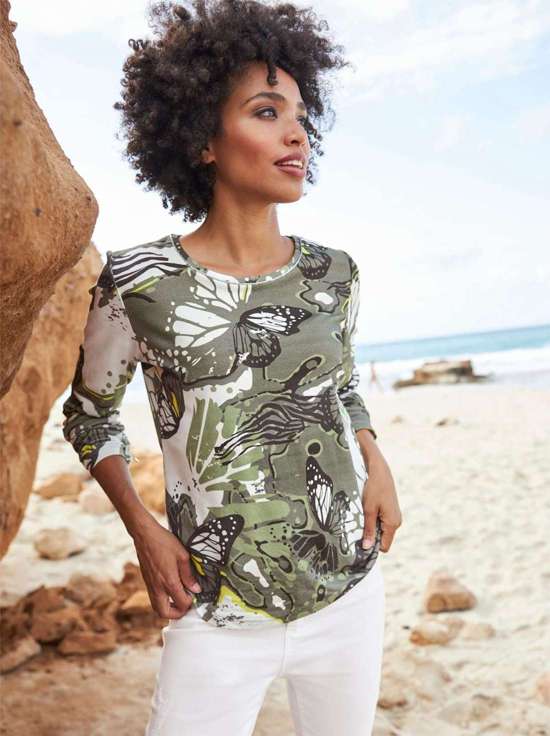 рубашка с круглым вырезом Druck-Shirt