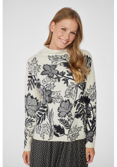 Вязаный свитер с цветочным принтом