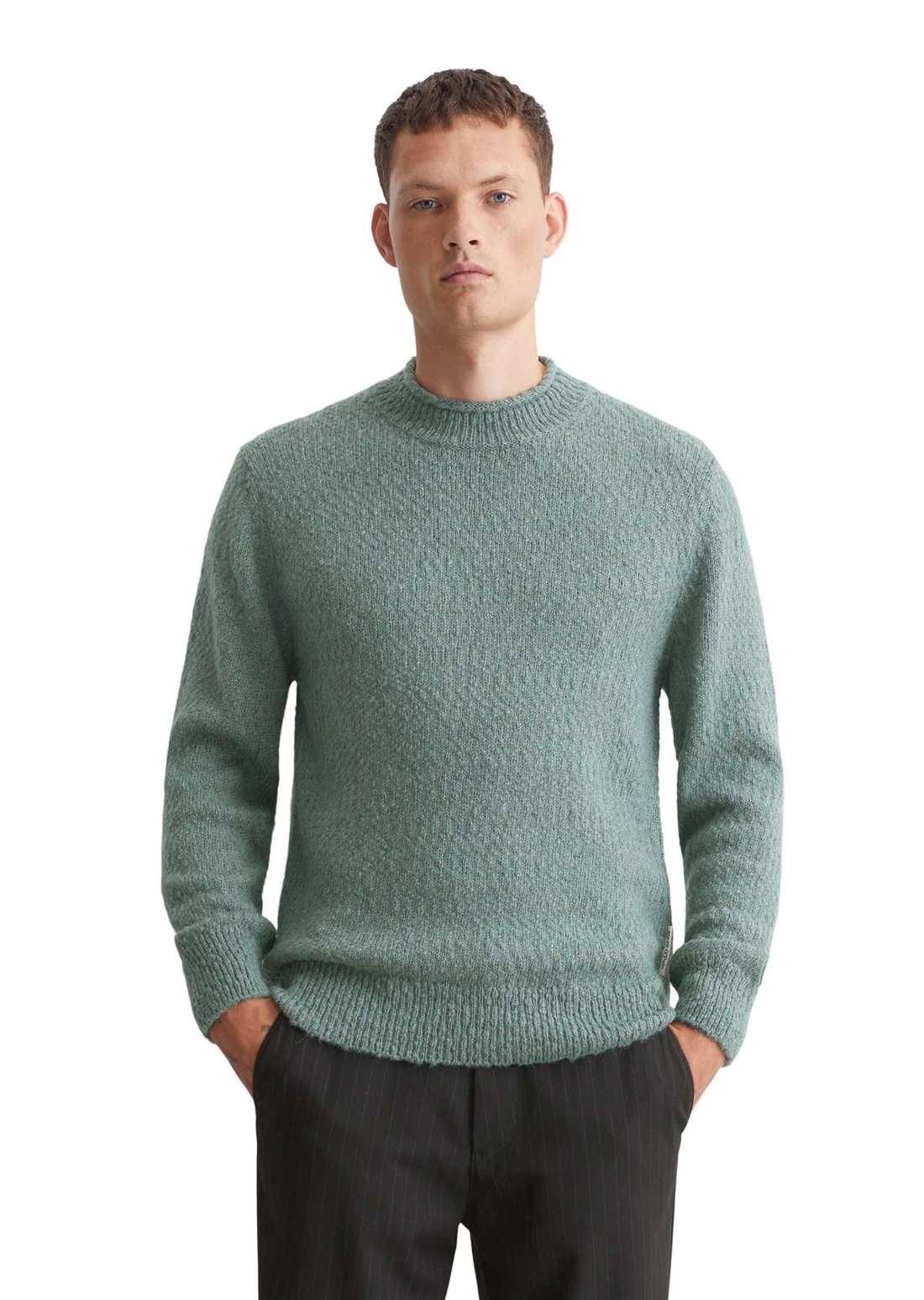 Свитер с круглым вырезом aus flauschigem Baumwolle-Wolle-Mix