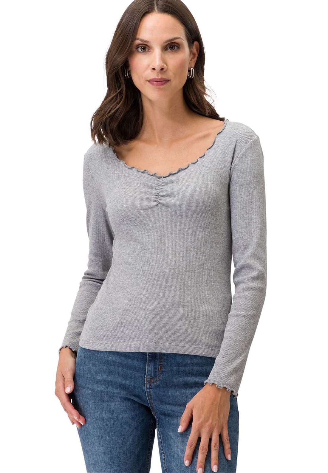 Рубашка с коротким рукавом zero Shirt V-Ausschnitt mit Raffung