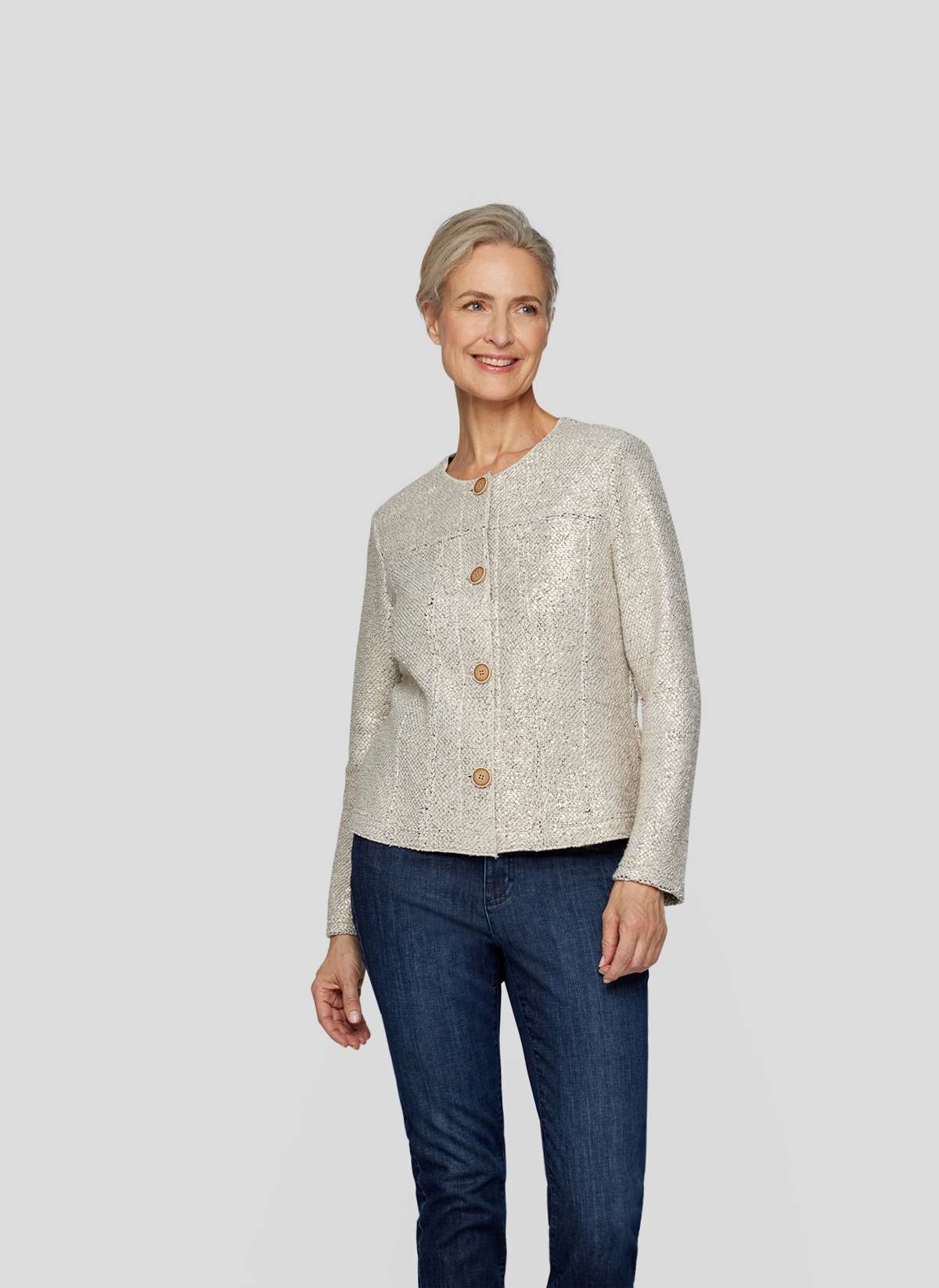 Пиджак-пиджак Elegante Damenjacke in Beige mit Knopfen