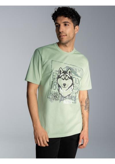 футболка TRIGEMA T-Shirt mit großem Husky-Printmotiv
