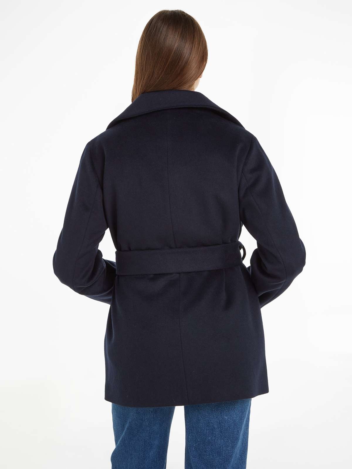 Куртка для активного отдыха с металлической этикеткой Tommy Hilfiger WOOL BLEND DB BELTED FUNNEL JKT